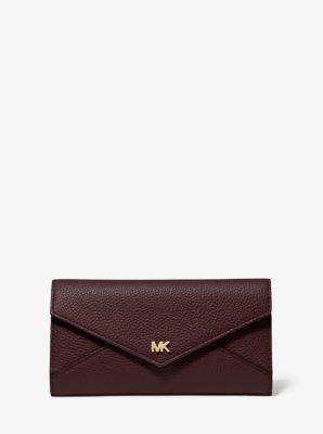 michael kors large pebbled leather envelope wallet|Michael Kors signature wallet brown.